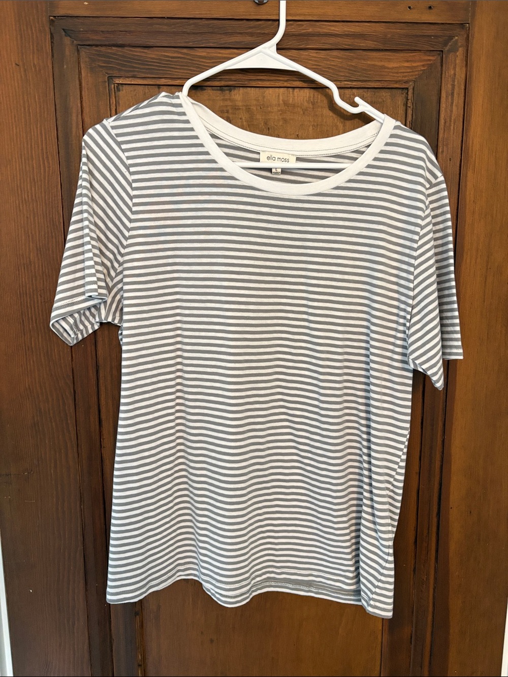 Ella Moss gray & White Striped Short-Sleeve Tee